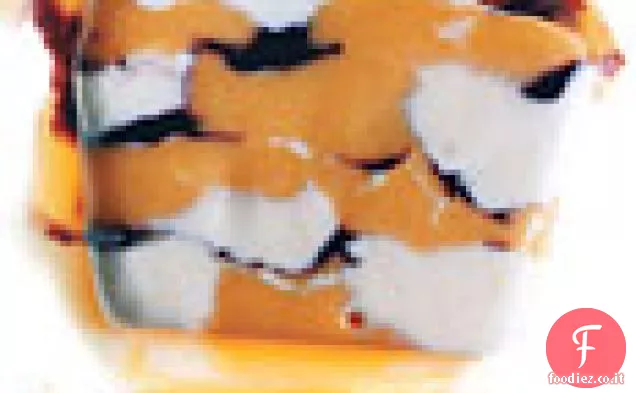 Mango congelato, cassis di more e mosaico di vaniglia