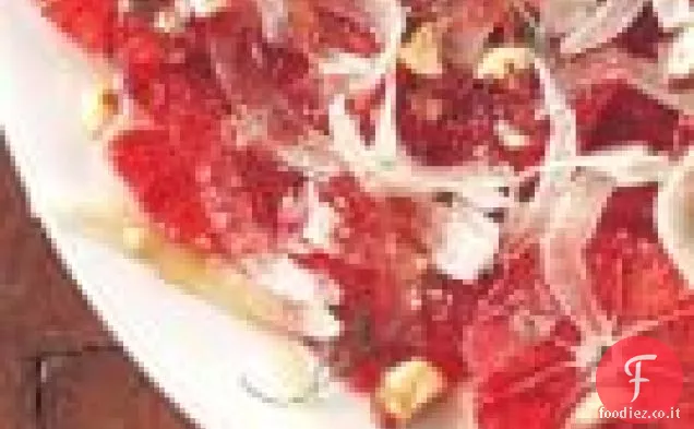 Insalata di Arance Rosse Con Finocchi Rasati e Nocciole