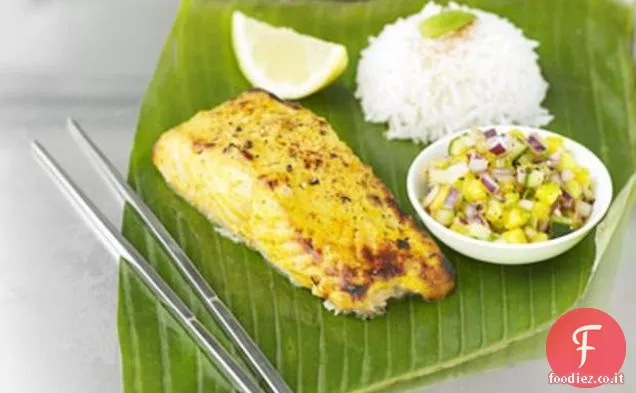 Salmone Tandoori con chutney piccante di mango e cetriolo