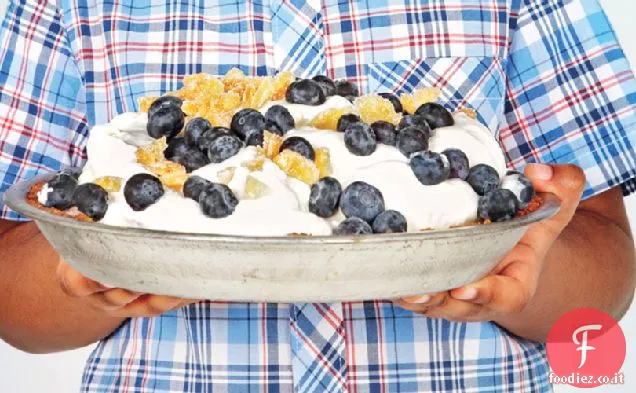 Torta di gelato alla pesca e mirtillo
