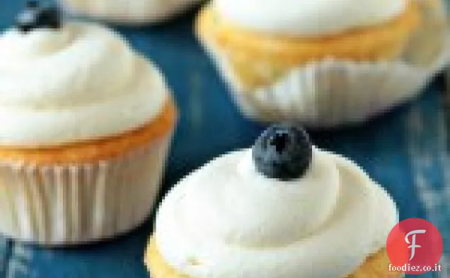 Cupcakes ai mirtilli con glassa di crema di formaggio