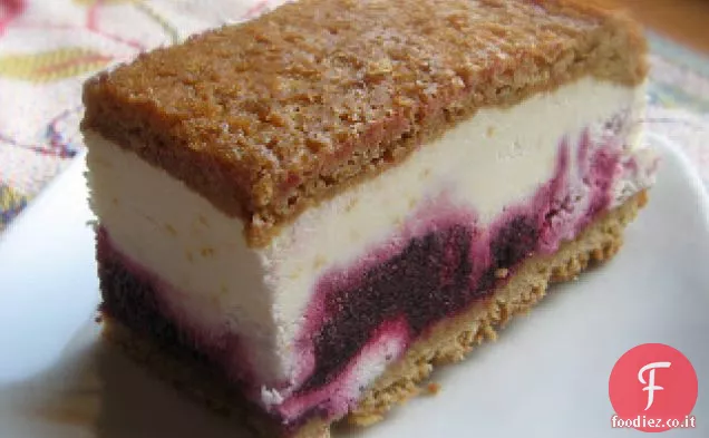 Panini al gelato al limone con turbinio di mirtilli selvatici