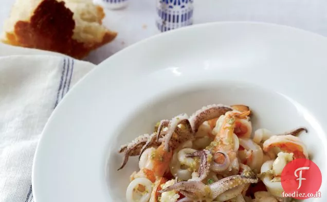Insalata di Mare calda con Pistacchi e Capperi