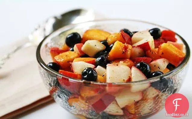 Mirtillo Pesca Macedonia di frutta con Timo