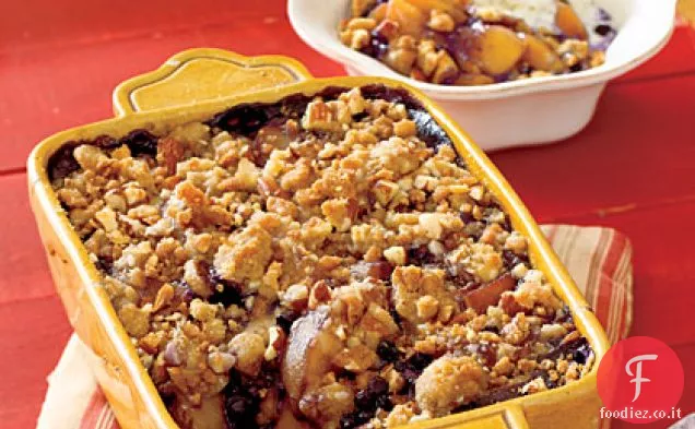 Crumble di pesche e mirtilli