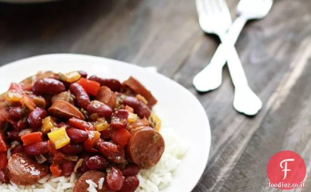 Fagioli Rossi e riso con salsiccia di Andouille