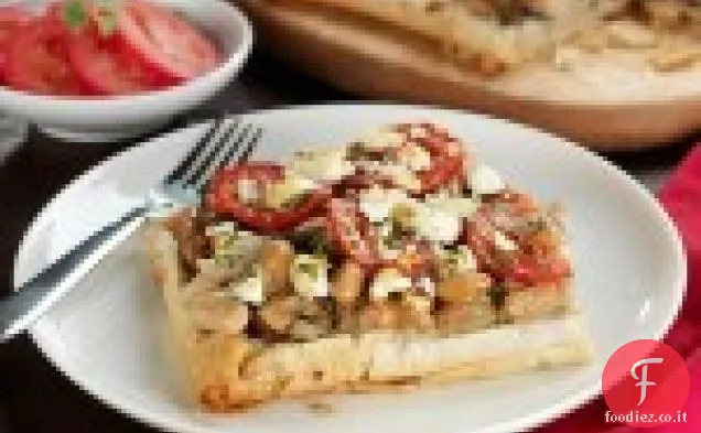 Crostata di funghi selvatici e fagioli bianchi