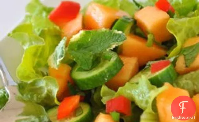 Insalata di melone di spinaci con menta