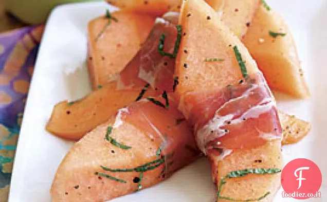 Prosciutto-Melone avvolto con Menta e Aceto Balsamico Bianco