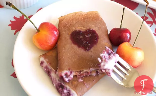 Crepes al Cioccolato Con Marmellata di Ciliegie e Ricotta