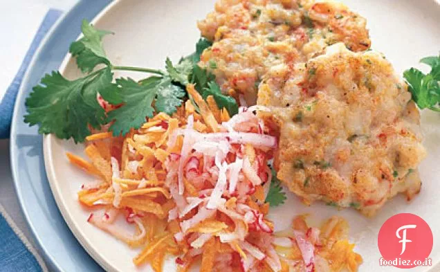 Torte di gamberetti con Slaw carota