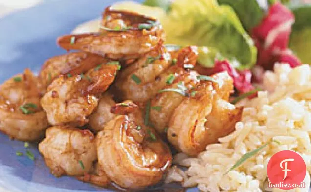 Gamberi saltati con salsa di aceto Balsamico burroso
