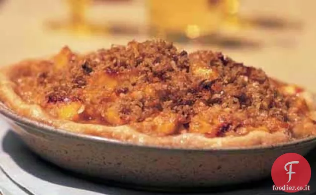 Torta di zucchero di canna e pesca con Streusel di cocco