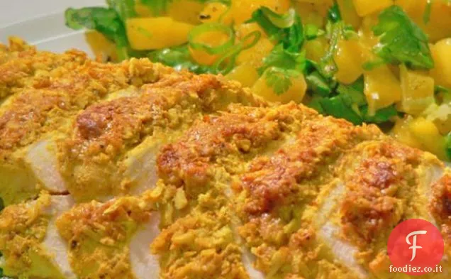 Pollo al cocco senza latticini con salsa di mango