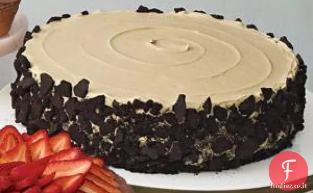 Torta al cioccolato con glassa di caffè e biscotti schiacciati