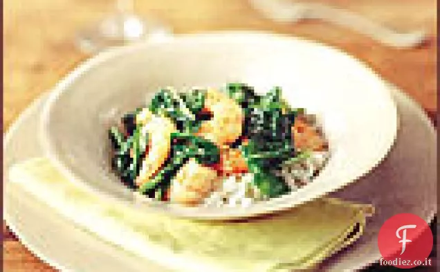 Gamberi saltati con rucola