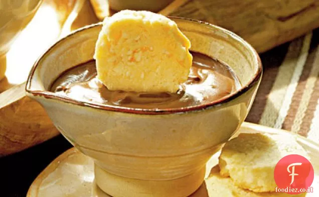 Chocolate-Espresso Pots de Crème con Benne Seed Coins
