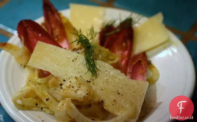 Indivia, Finocchio e parmigiano con condimento al dattero di acciughe
