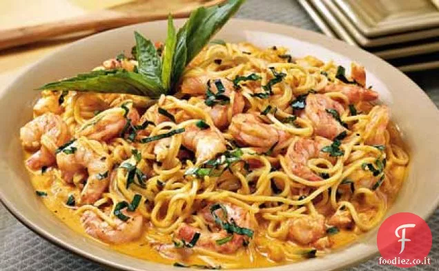 Gamberetti con crema di peperoncino arrostito