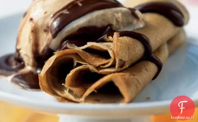 Crepes Espresso con Gelato e Salsa al Cioccolato Fondente