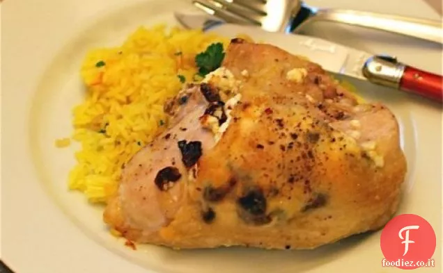 Al forno mirtillo formaggio di capra pollo ripieno