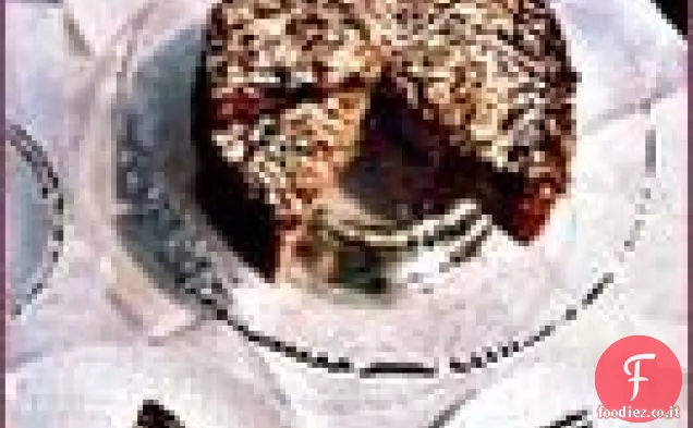 Torta di mirtilli e mandorle con coulis di lamponi