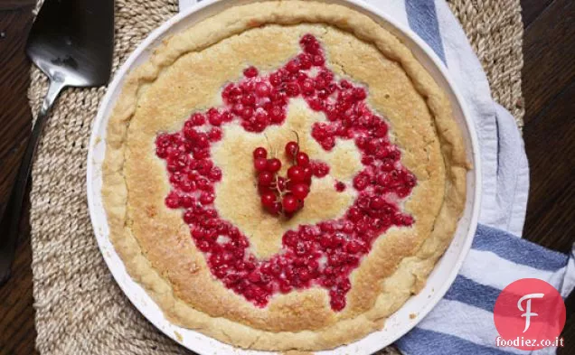 Torta di cocco appiccicosa con ribes rosso