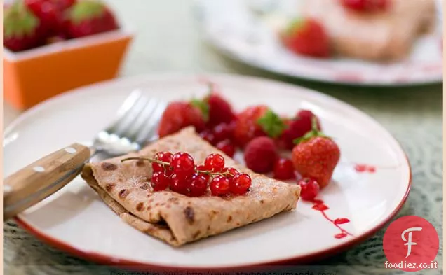 Crêpes di Castagne, Quinoa con Ribes Rosso e Crema di Ricotta