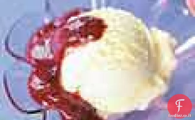 Gelato al limone con salsa di ribes nero