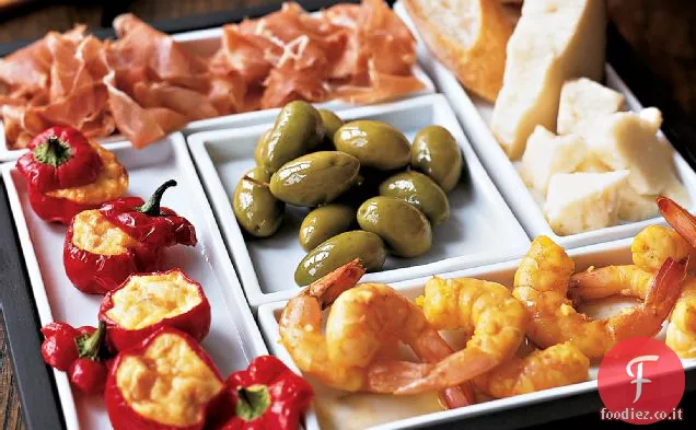 Gamberi allo zafferano e peperoni ripieni di ciliegie