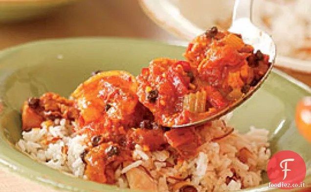 Ragoût di pollo e gamberetti con spezie al curry