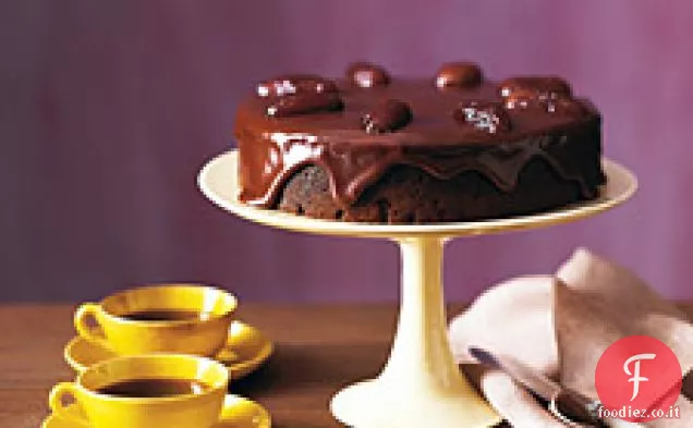 Cioccolato-data torta con cioccolato appiccicoso Toffee Glassa