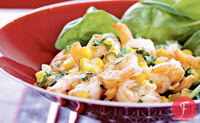 Sizzling gamberetti con gusto di mais