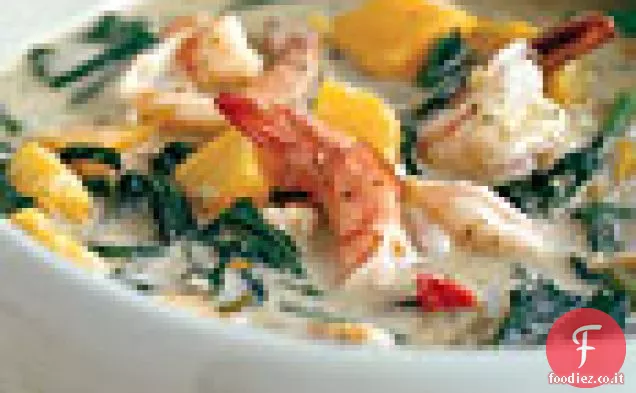 Curry di gamberetti con Yu Choy e zucca Kabocha