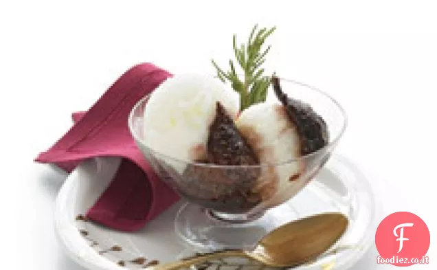 Vino Rosso E Fichi al Rosmarino Con Sorbetto Fromage Blanc