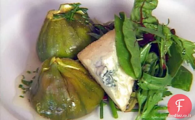 Fichi arrostiti con verdure per bambini e vinaigrette al miele