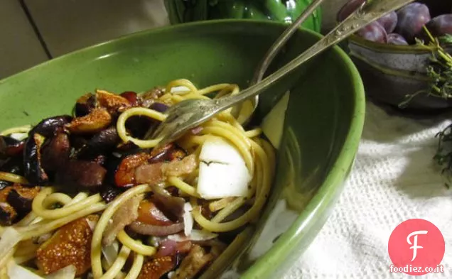 Pasta di fichi e pancetta glassata al balsamico