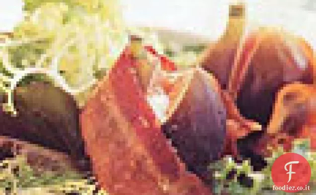 Insalata Mesclun con Formaggio di capra-Fichi ripieni avvolti in pancetta