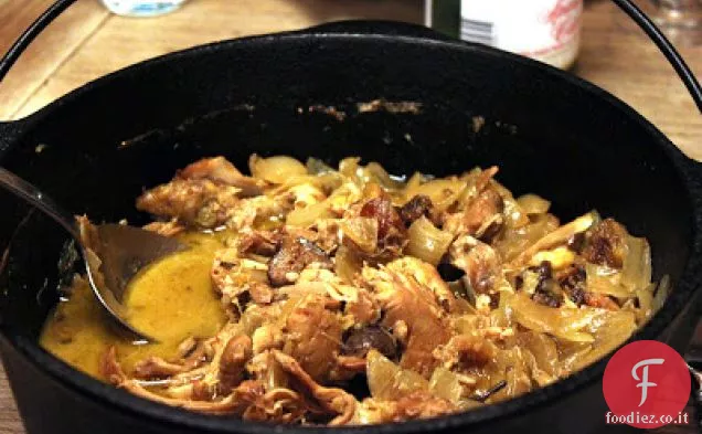 Stufato di pollo con limone, olive e fichi