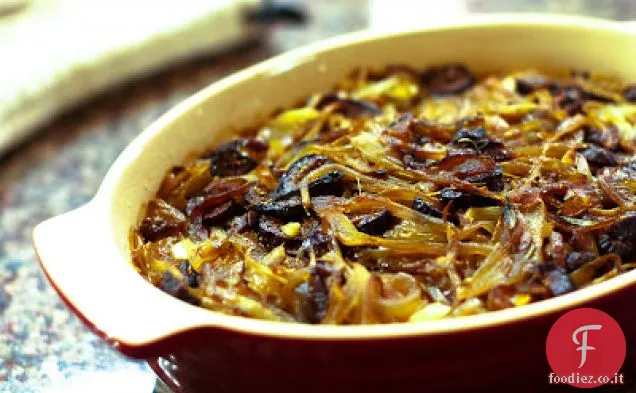 Formaggio di capra al forno con cipolle caramellate e fichi di missione