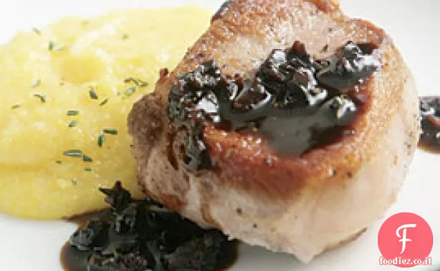 Braciole di maiale arrostite con salsa balsamico-fico