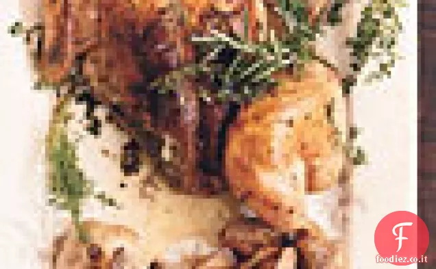 Pollo arrosto con pasta di aglio e rosmarino
