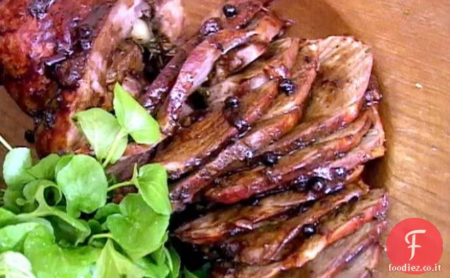 Coscia d'Agnello arrosto con Birra Scura, Miele e Timo
