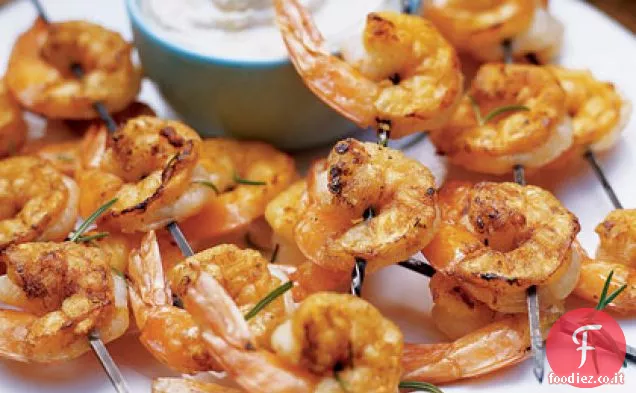Gamberi alla griglia con salsa Tarator