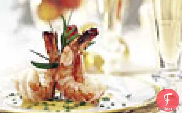 Gamberi marinati con Champagne Beurre Blanc