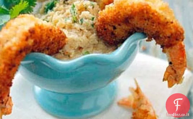 Gamberi in crosta di macadamia con chutney di cocco