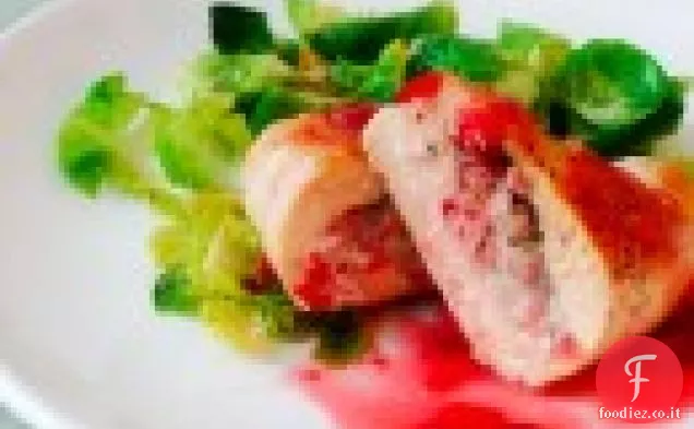 Gorgonzola-Petti di Pollo Ripieni con Gastrique di Fragole