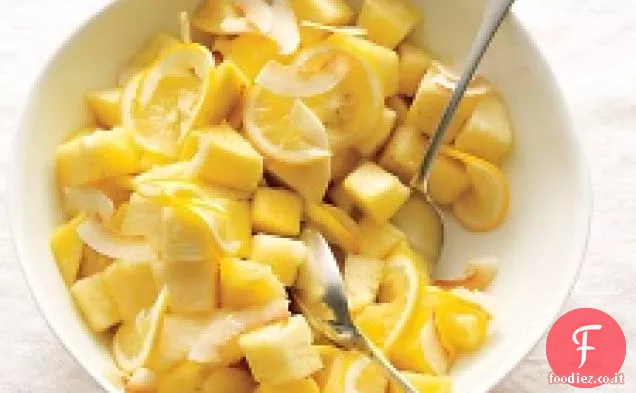 Insalata di ananas, mango e limone Meyer