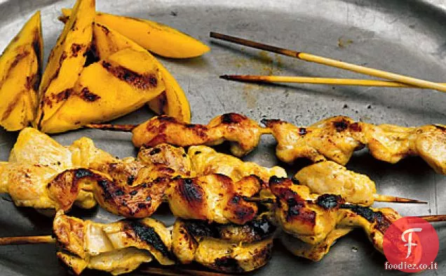 Spiedini di pollo con Mango alla griglia