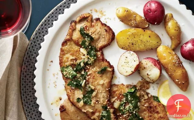 Scaloppine di Vitello con Prezzemolo Appassito, Limone e Sesamo